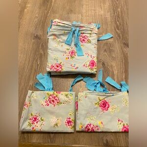 SOLD- Pottery Barn Kids Savannah Pink Floral Blue Full/Queen Duvet Cover Shams